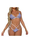 MiniEnsemble de Lingerie érotique Bikini brodé Sexy, Bleu, S