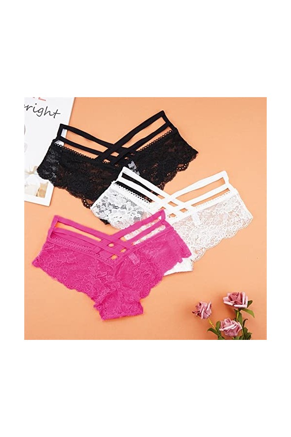 Culottes et Slips Slip Femme Comfort Knickers 3 pièces Sexy culottes femmes dentelle taille basse solide Sexy slips femme sou