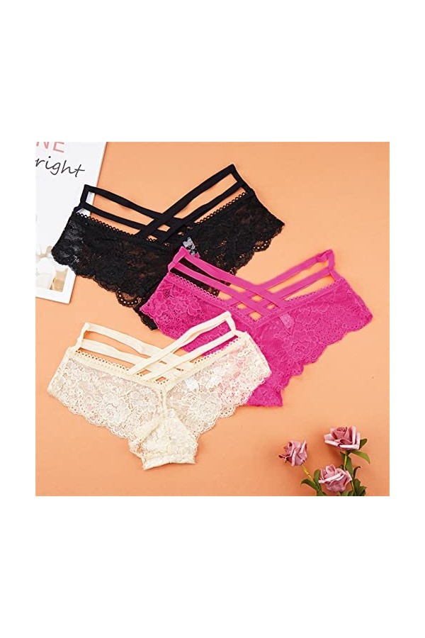 Culottes et Slips Slip Femme Comfort Knickers 3 pièces Sexy culottes femmes dentelle taille basse solide Sexy slips femme sou