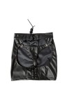 DCIUSTFHE Femmes Sexy Noir Cuir Verni Filiforme Creux Cuir Jupe Courte Bar Boîte De Nuit DS Scène Costumes,Noir,XXL