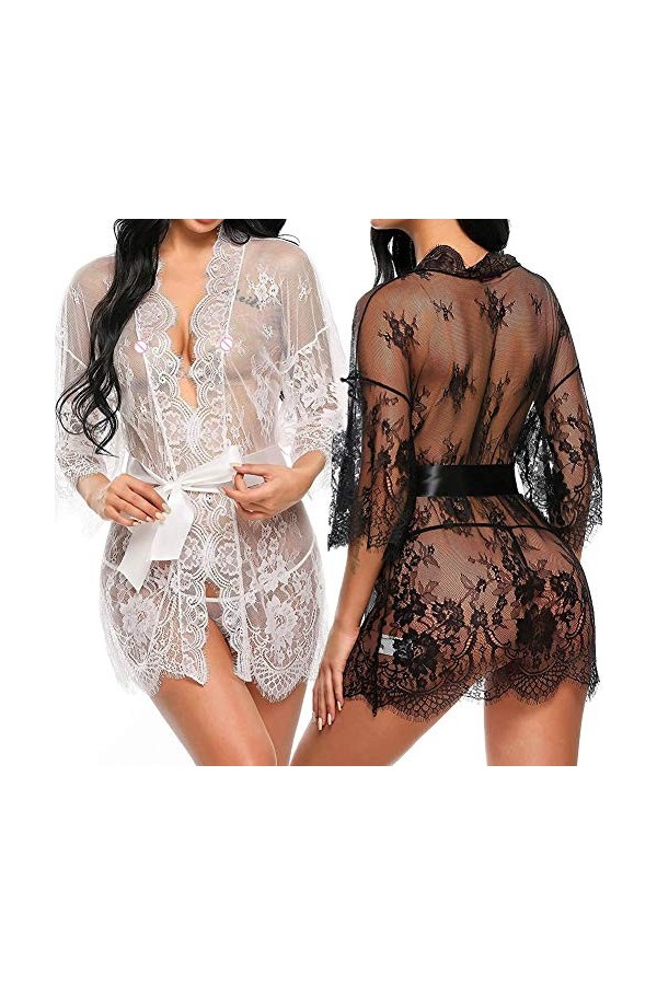 MERNEL Vêtements sexuels Sexy Femmes Lingerie Dentelle Volants Robe Transparente Babydoll sous-Vêtements Robe Érotique Femmes