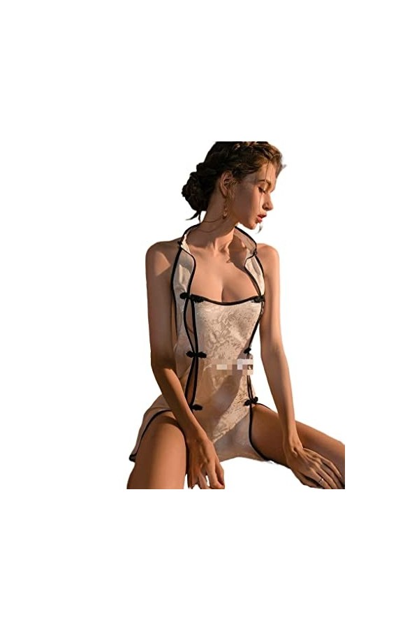 Lingerie Seksi Seragam Cheongsam Elegan Lingerie rétro Qipao Seksi Kostum Pesta Klub Malam Qipao Payudara Terbuka Erotis Siz