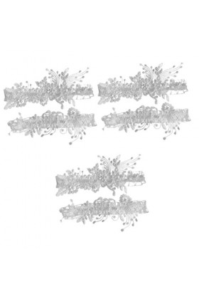 HONMEET 3 Paires Anneau Strass Ceintures Anniversaire Jarretelles Broderie Jambe Jarretelles De Mariage Lingerie Cuisse Élast