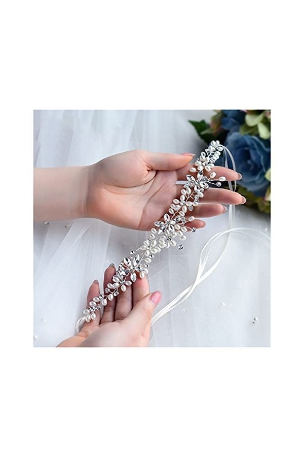 COLIFAS Jarretière de Mariage Jarretière pour la mariée Strass Accessoires de Mariage Perle Jarretière Cravate Jambe Boucle S