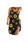 UIVHLW Tenues Boudoir Sunflower Robe De Plage Vintage sans Manches pour Femme