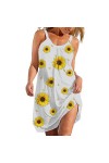 UIVHLW Tenues Boudoir Sunflower Robe De Plage Vintage sans Manches pour Femme