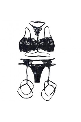 QQQQC Lingeries Femme Sexy Erotique Dentelle Col V de Nuit ChemiseFemmes Lingerie Sexy Halter Dentelle Ensemble de Lingerie S