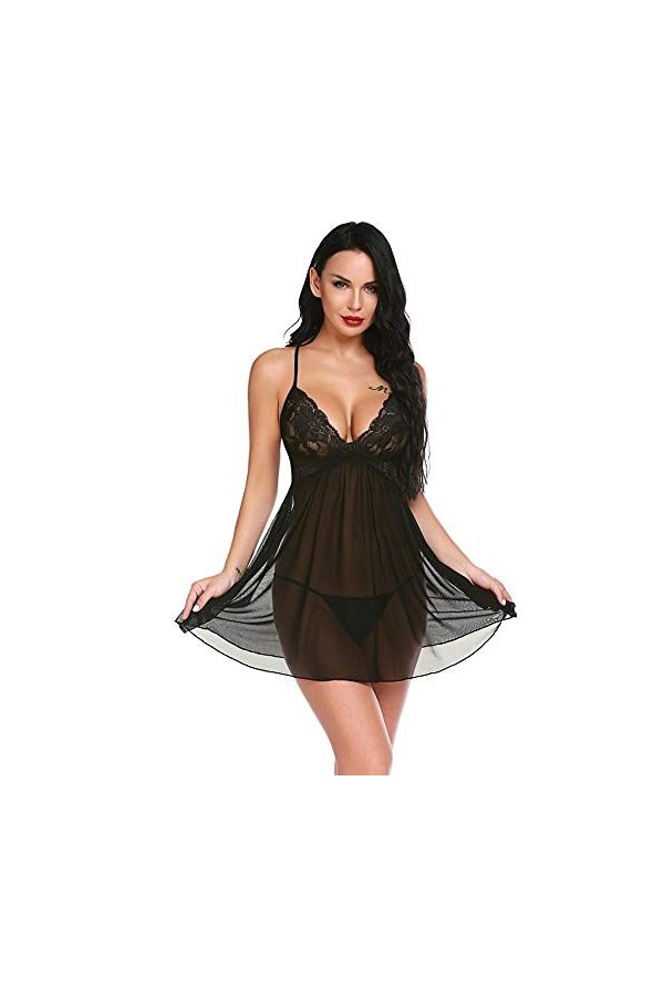 adqw Déguisements Adultes Femmes Costumes Érotiques Dentelle Patchwork Sexy Strap Chemise G - String Lingerie Pyjamas Sexe De