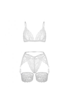 SUNMME Lingeries Polyester Broderie Intérieur Fille Sexy Pyjamas Femmes Blanc 3XL 