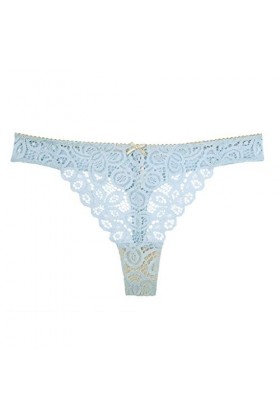 String Sexy en Dentelle Transparente, Culotte Taille Haute en Dentelle Respirante Bleue, Blanche Color : Blue, Size : L 