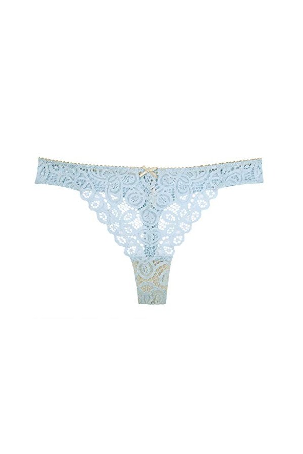 String Sexy en Dentelle Transparente, Culotte Taille Haute en Dentelle Respirante Bleue, Blanche Color : Blue, Size : L 