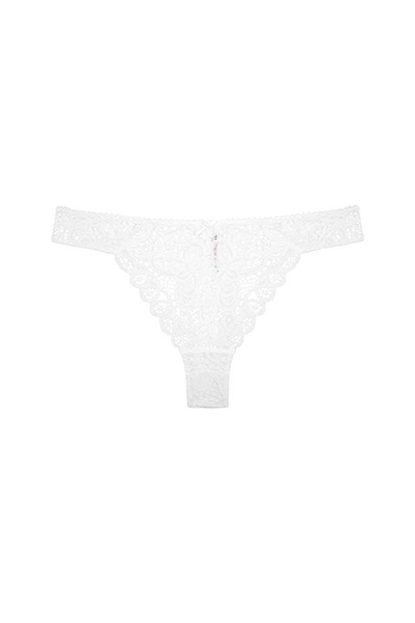 String Sexy en Dentelle Transparente, Culotte Taille Haute en Dentelle Respirante Bleue, Blanche Color : Blue, Size : L 