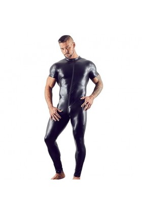 DCIUSTFHE Hommes Sexy Cuir Verni Demi-Manches Double Tête Chaîne Entrejambe Combinaison Moulante Boîte De Nuit Barres DS Scèn