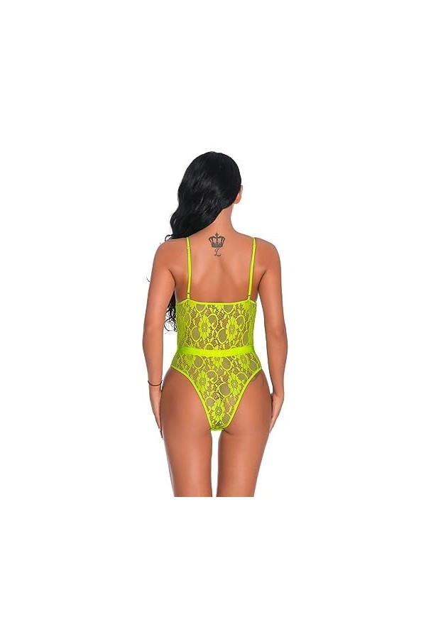 NoëlLingerie érotique Pure Combinaison Sexy Moulante en Jaune, M
