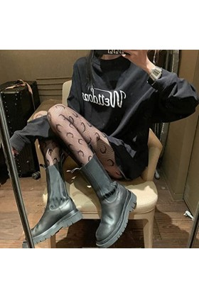 Bas Sexy Mode Sexy Femmes Collants Collants Sexy Bas Résille Creux Imprimé Haut Élastique Bas Femmes Bas Résille Lune Noir 