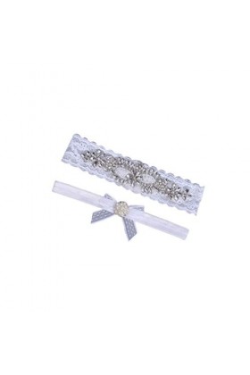 HYCYYFC Ceinture Femme 2 pièces Mariage mariée Jambe jarretière Ornements Perle Strass Dentelle mariée Jambe décoration jarre