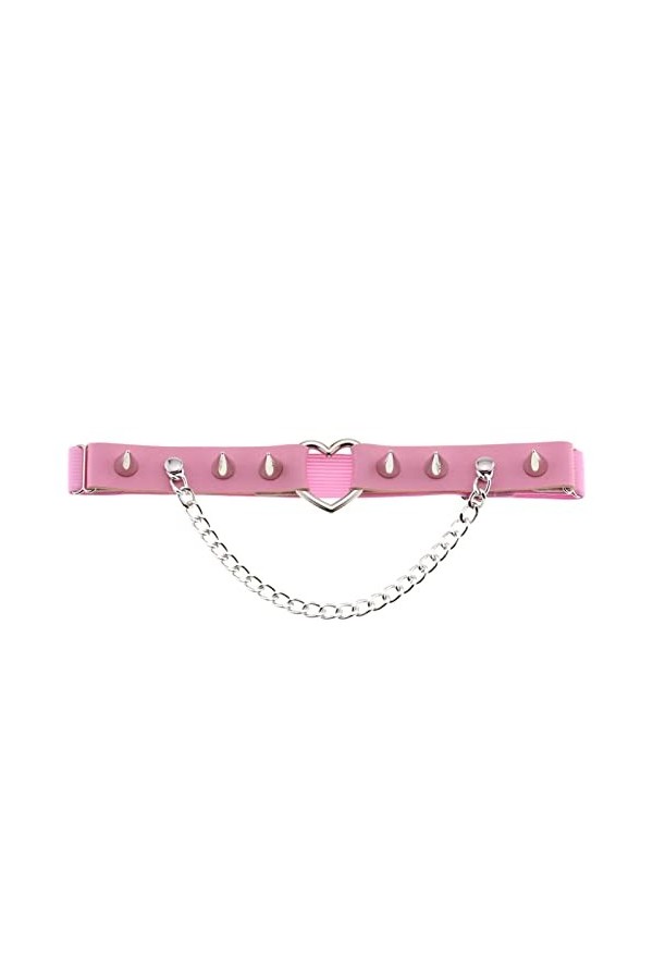Punk Jarretière Réglable Élastique Cuir Leg Strap Ceinture Punk Style Peach Heart Love Rivets Spike Cuir Cuisse Boucle Femmes