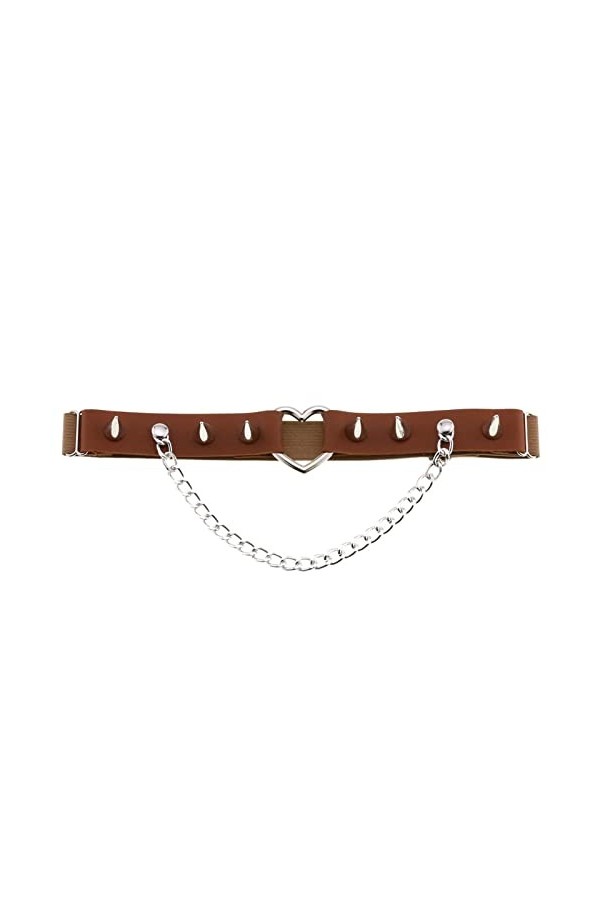 Punk Jarretière Réglable Élastique Cuir Leg Strap Ceinture Punk Style Peach Heart Love Rivets Spike Cuir Cuisse Boucle Femmes