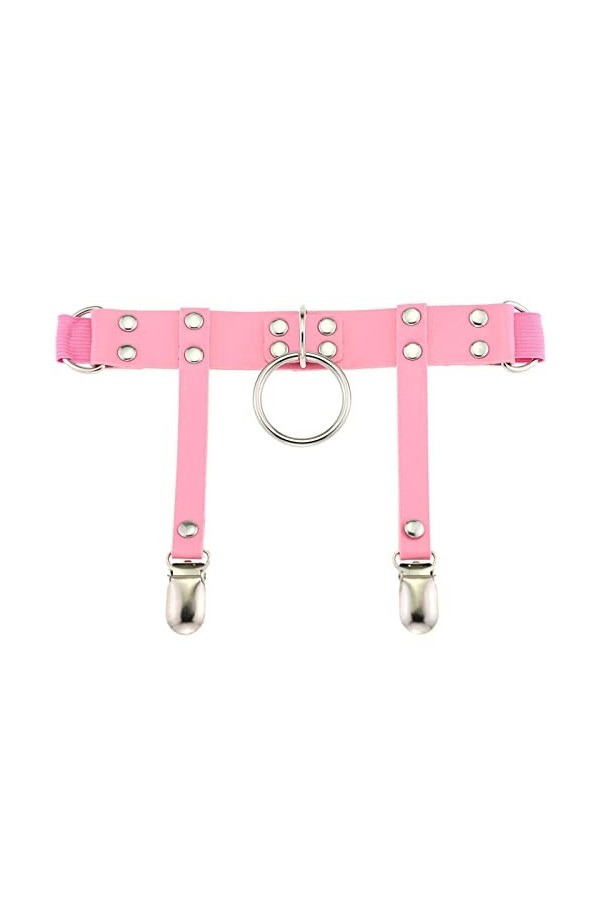 Punk Jarretière Réglable Cuir Jambe Ceinture Jarretière Punk Gothique Cuisse Boucle Jarretière O- Anneau Cercle Boucle Jarret