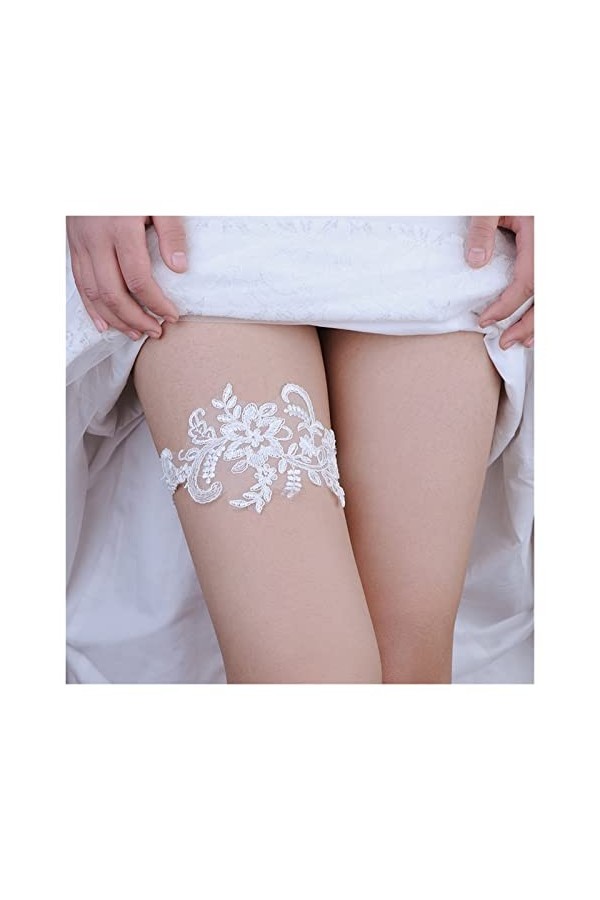 COLIFAS Jarretières de Mariage Lady jarretière de mariée Dentelle Ceinture de Mariage fête Boucle danneau de Jambe Florale 