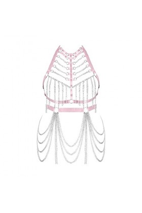 Femmes Corps Harnais Soutien-Gorge Lingerie Grande Taille Cage Creuse chaîne en métal Soutien-Gorge Jambe jarretière Ensemble