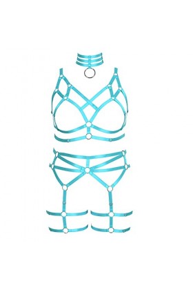 Ensemble porte-jarretelles complet harnais gothique pour femme dodu punk obésité lingerie cage festival rave grande taille so