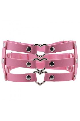 NYZABDL Ceinture Porte-Jarretelles en Cuir PU Gothique à Trois rangées en Forme de Coeur Porte-Jarretelles personnalisé en Cu