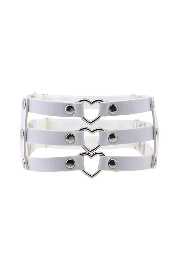 NYZABDL Ceinture Porte-Jarretelles en Cuir PU Gothique à Trois rangées en Forme de Coeur Porte-Jarretelles personnalisé en Cu