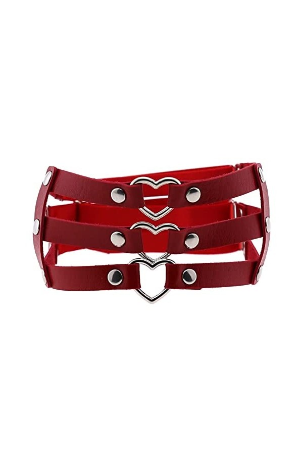 NYZABDL Ceinture Porte-Jarretelles en Cuir PU Gothique à Trois rangées en Forme de Coeur Porte-Jarretelles personnalisé en Cu