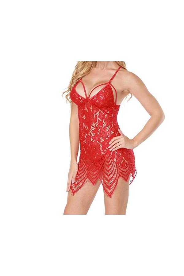 KSDFIUHAG Erotique Seduction Robe De Nuit Lingerie Sexy Femmes Chemise De Nuit Cils Dentelle Voir À Travers Porno Chemise De 