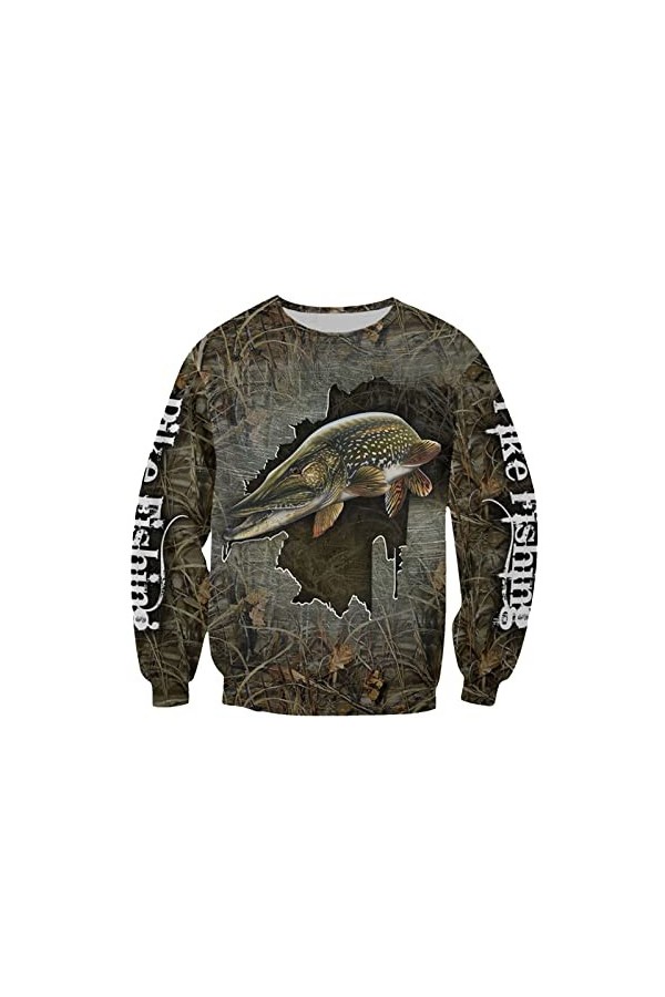 Ffnkrnfi Printemps Et Automne Hommes Pêche 3D Sweat À Capuche Imprimé Hommes Streetwear Pull Sweat Décontracté Veste Survêtem