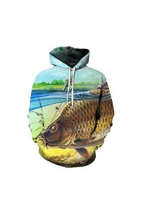Ffnkrnfi Printemps Automne 3D Poissons Tropicaux Sweats À Capuche pour Hommes À Manches Longues Sweats À Capuche Hommes À Cap