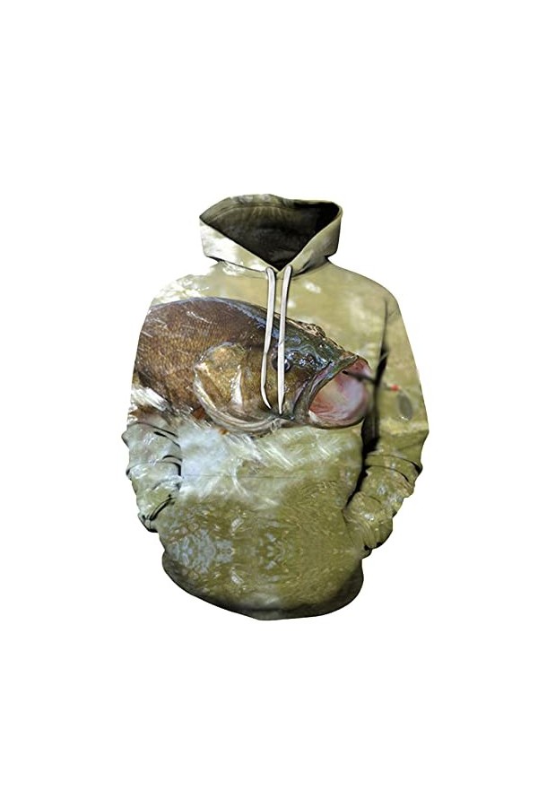 Ffnkrnfi Sweat À Capuche pour Hommes, Motif De Pêche Imprimé en 3D, Sweat-Shirt De Rue, Pull Décontracté, Veste, Vêtements De