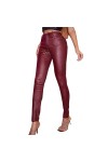 DCIUSTFHE Femmes Sexy Cuir PU Loisirs Serré Petite Jambe Pantalon en Cuir Boîte De Nuit Bars DS Scène Vêtements,Noir,L