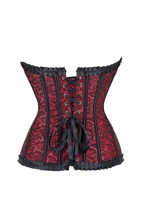 Rfmfkkg Body Shapewear Corselet Sexy Bustier Floral Dentelle Plissée Garniture Corset Top Avec, violet, 3XL