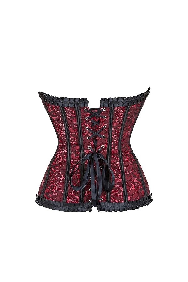 Rfmfkkg Body Shapewear Corselet Sexy Bustier Floral Dentelle Plissée Garniture Corset Top Avec, violet, 3XL