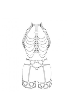 Femmes Body Strap Cuir Punk Bra élégant évidé réglable Garter Set Gothique Halloween Rave Dance Costume Violet 