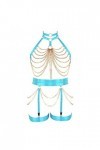 Femmes Body Strap Punk Bra Plus Taille élégant évidé Garter Set Gothique Halloween Carnaval Club Costume 1 Ciel Bleu 