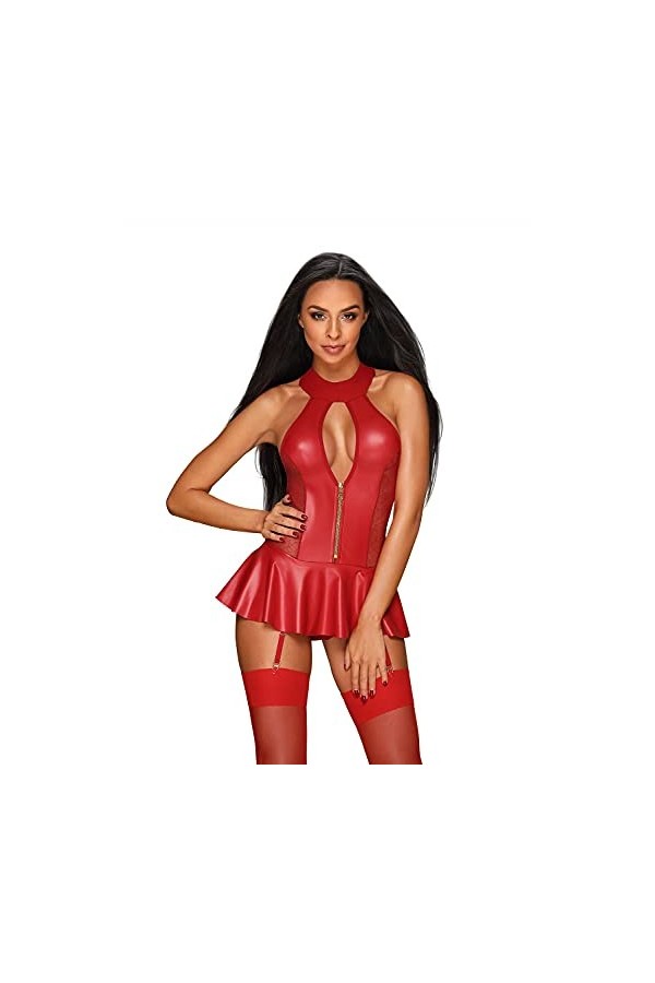 Selente Love & Fun Ensemble de lingerie séduisante 3 pièces pour femme en corset avec porte-jarretelles, slip et bandeau en s