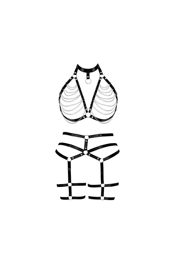 Femmes Sling Sling Lingerie Mode Plus Taille sous - vêtements Creux Bas Ensemble Punk Gothique orgie Danse Costume Rouge 