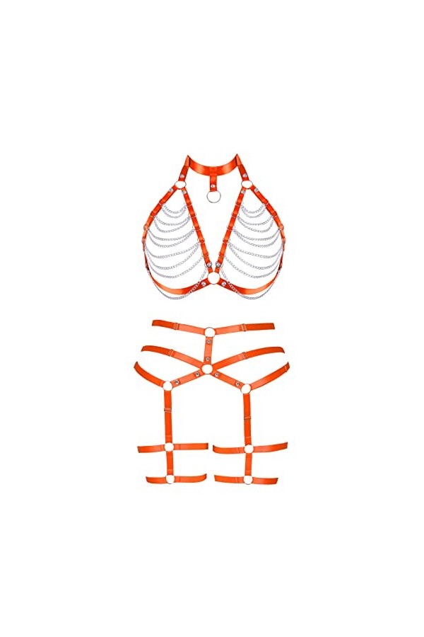 Femmes Sling Sling Lingerie Mode Plus Taille sous - vêtements Creux Bas Ensemble Punk Gothique orgie Danse Costume Rouge 