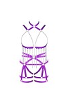 Femmes Sling Sling Bra Plus Grande Taille Creux métal chaîne Punk Bra Garter Set Gothique Halloween Carnaval Costume de noël 