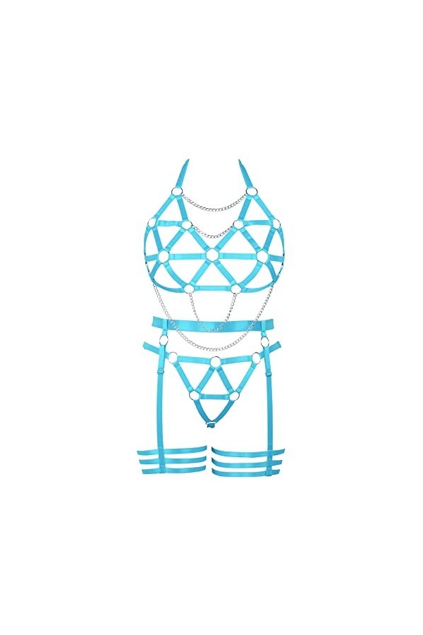 Femmes Body Lingerie Mode Plus Taille sous - vêtements évidés Garter Set Punk Gothique Halloween Carnaval Costumes de noël V