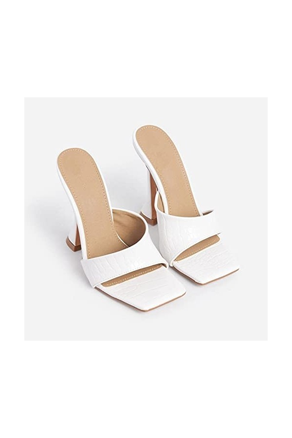 EDWRD Talon Aiguille Talons Hauts Sexy 43 Toe Carré Verre À Vin Talon 10CM Dames Sandales,Brown-39