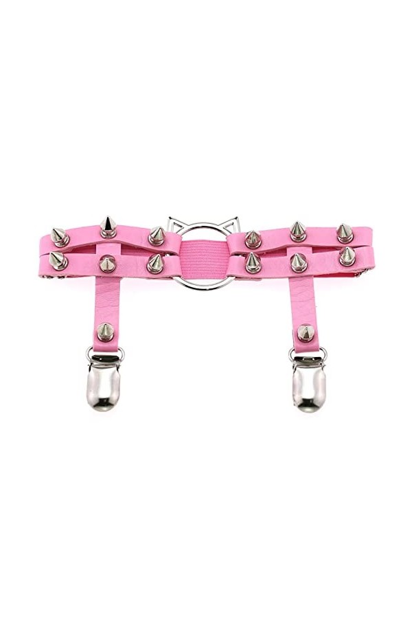 Punk Jarretière Punk Gothique Personnalité Chat Tête De Chat En Cuir À La Main Rivet Hip-hop Anneau De Jambe Anneau De Pied D