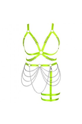 BANSSGOTH Femmes Harnais Complet Lingerie Grande Taille chaîne de Corps chaîne de Taille Pleine Cage évider Photographie Tiss