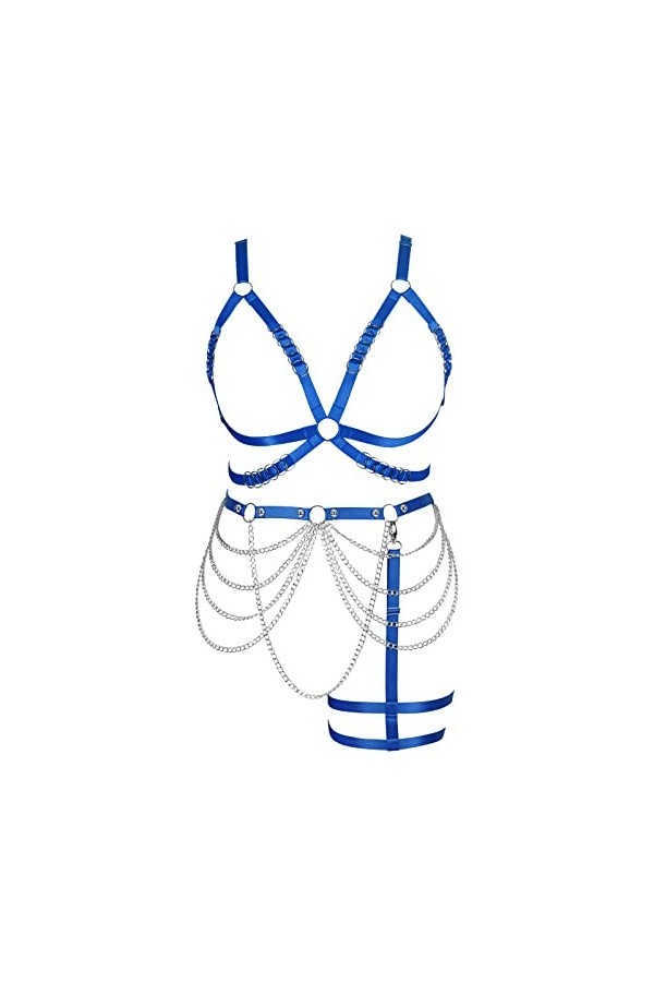 BANSSGOTH Femmes Harnais Complet Lingerie Grande Taille chaîne de Corps chaîne de Taille Pleine Cage évider Photographie Tiss