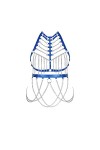 Femmes Corps chaîne Harnais Lingerie Ensemble Poitrine Soutien-Gorge Sangle évider jarretière Taille chaîne Danse Rave Access