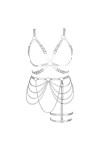 Femmes Body Harnais Soutien-Gorge Grande Taille Cage chaîne en métal Soutien-Gorge Bas Mode Jarretière Ensemble Punk Gothique