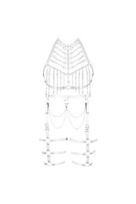 Femmes Body Harnais Soutien-Gorge Plus Taille Chaîne en Métal Soutien-Gorge Ensemble Punk Bas Jarretière Élastique Gothique C